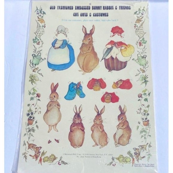 Beatrix Potter Old Fashioned Peter Rabbit Friends Cut Outs Costumes Paper Dolls - Picture 1 of 2